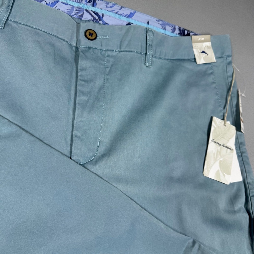 Tommy Bahama Boracay Flat Front Chino Pants Mens 42x34 Light Blue Stretch Cotton